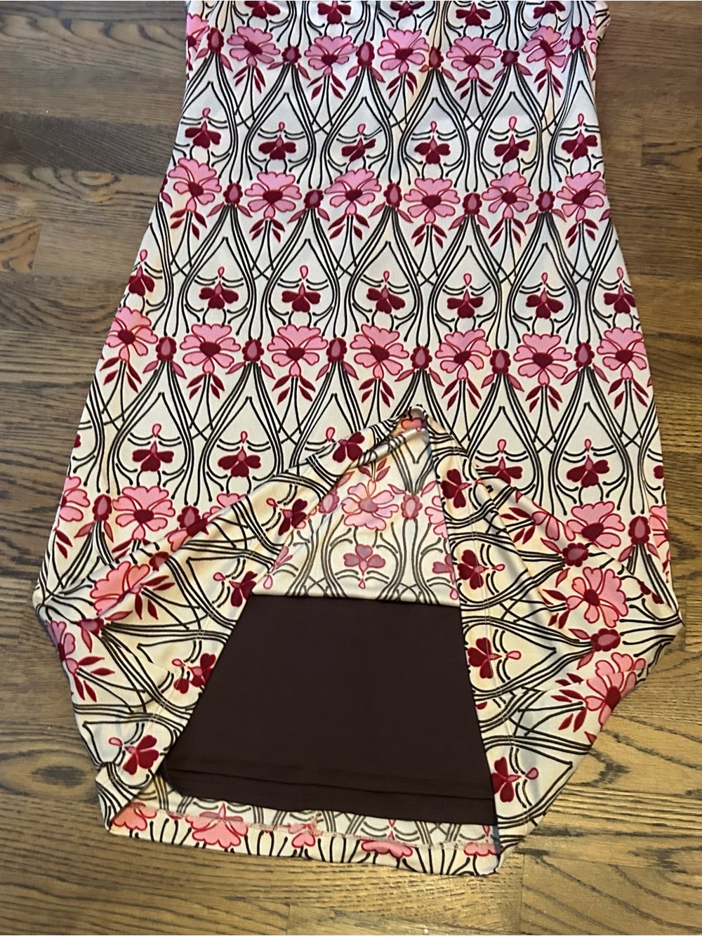 Sleeveless Pink Floral Midi Dress with Cream Base reversible - Picture 6 of 14